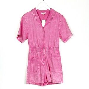 NWT Urban Outfitters hot pink denim stretch Weekend Romper Size S small NEW